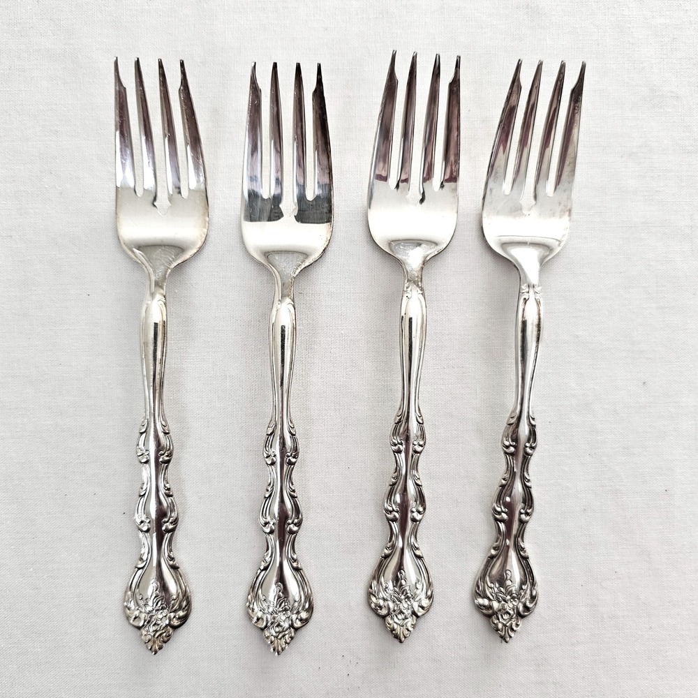 International Silverplate Interlude Salad Forks Set of 4 Ornate Scroll Pattern